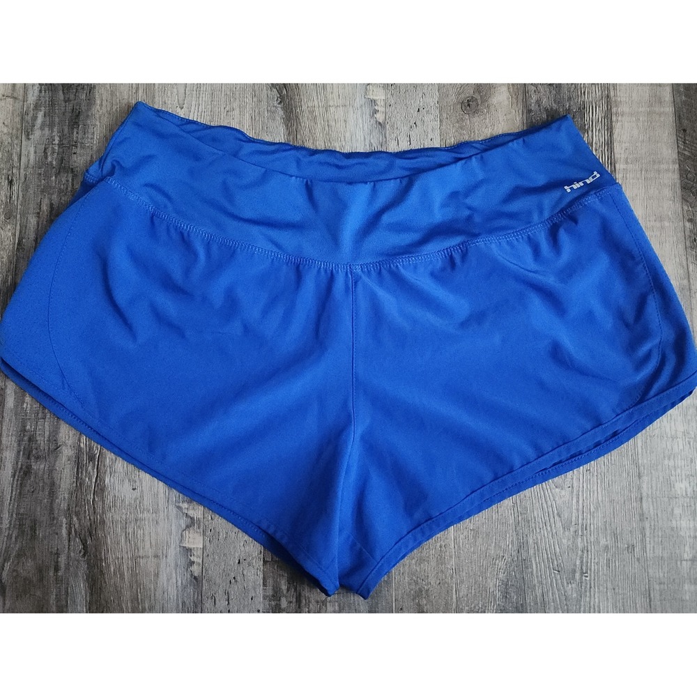 Hind Running Shorts Womens Large Blue Reflective Zipper Pocket Athletic Gym